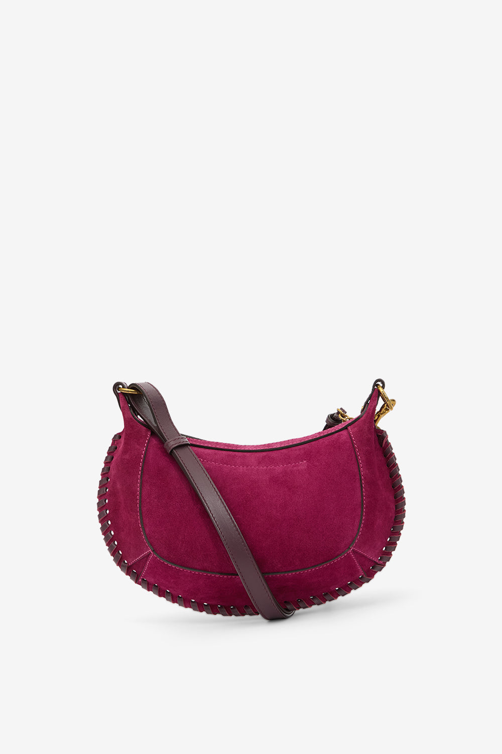 Oskan moon suede calfskin leather shoulder bag - Plum - Woman - 3
