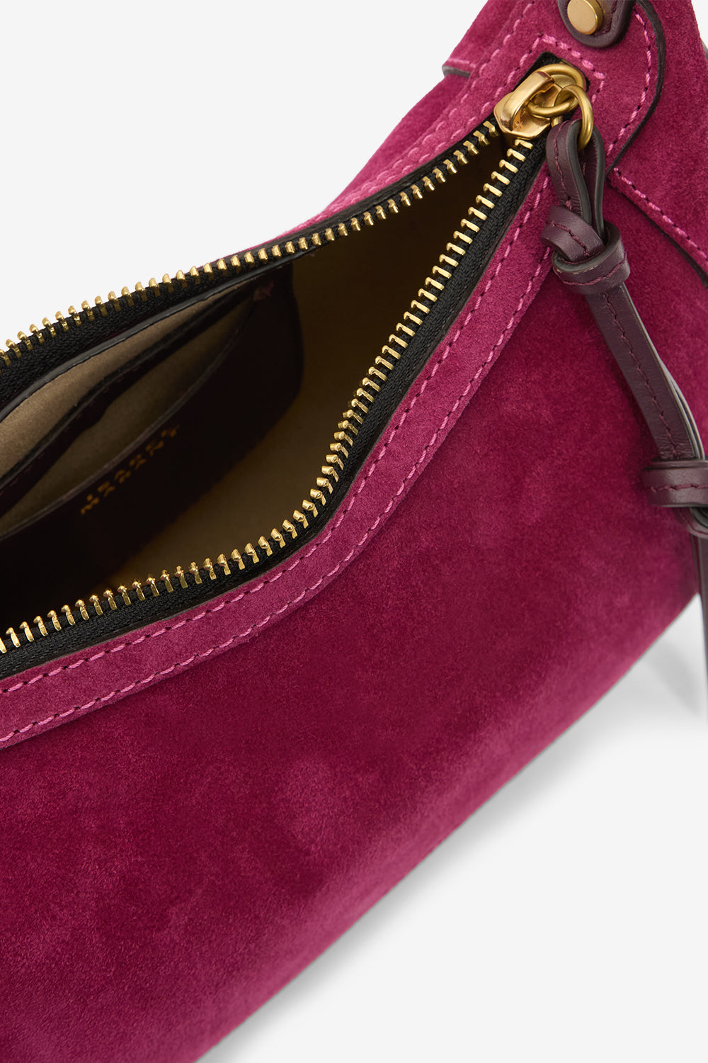 Oskan moon suede calfskin leather shoulder bag - Plum - Woman - 4