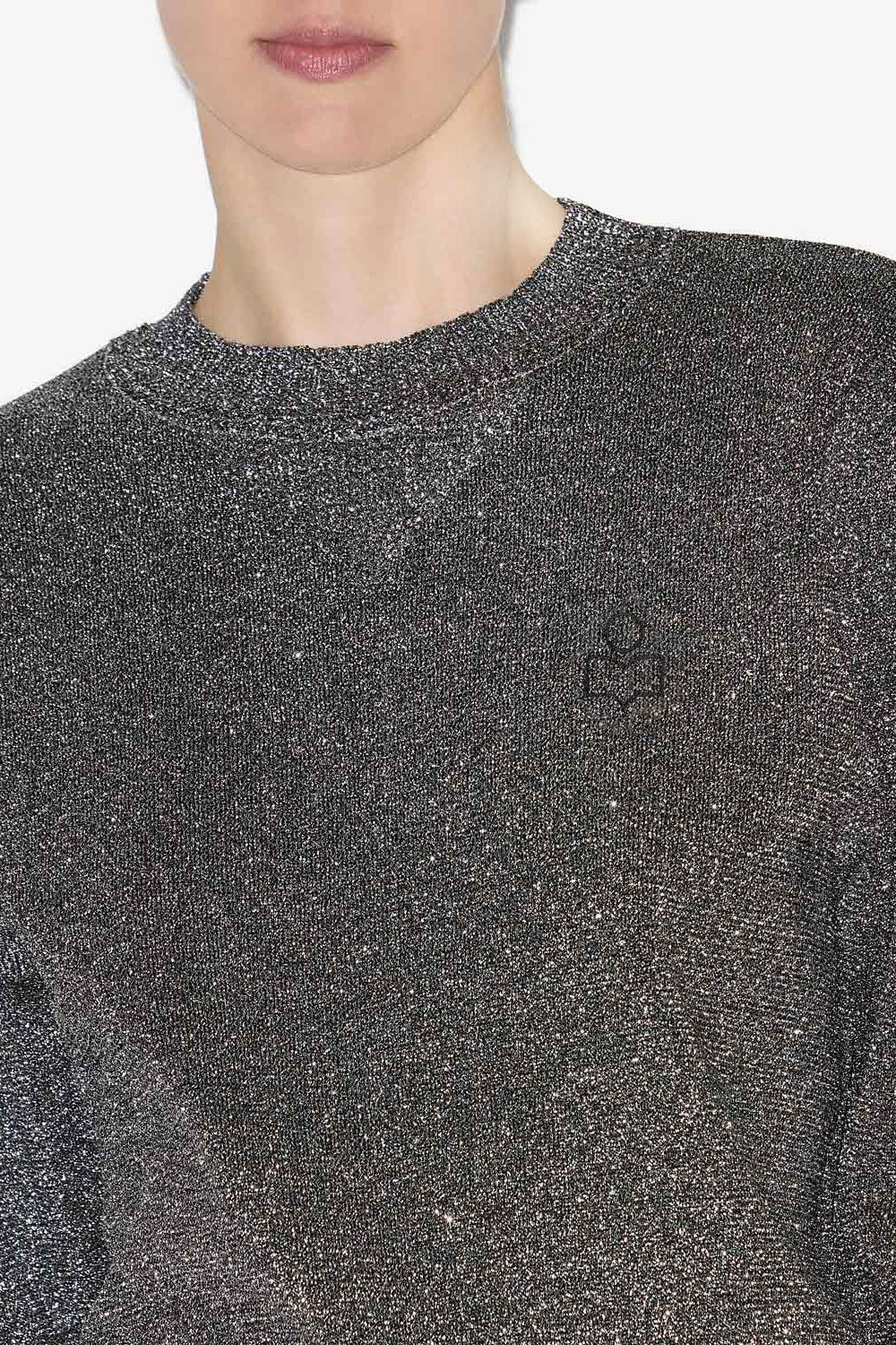 Kelaya lurex knit sweater with logo - Silver - Woman - 3