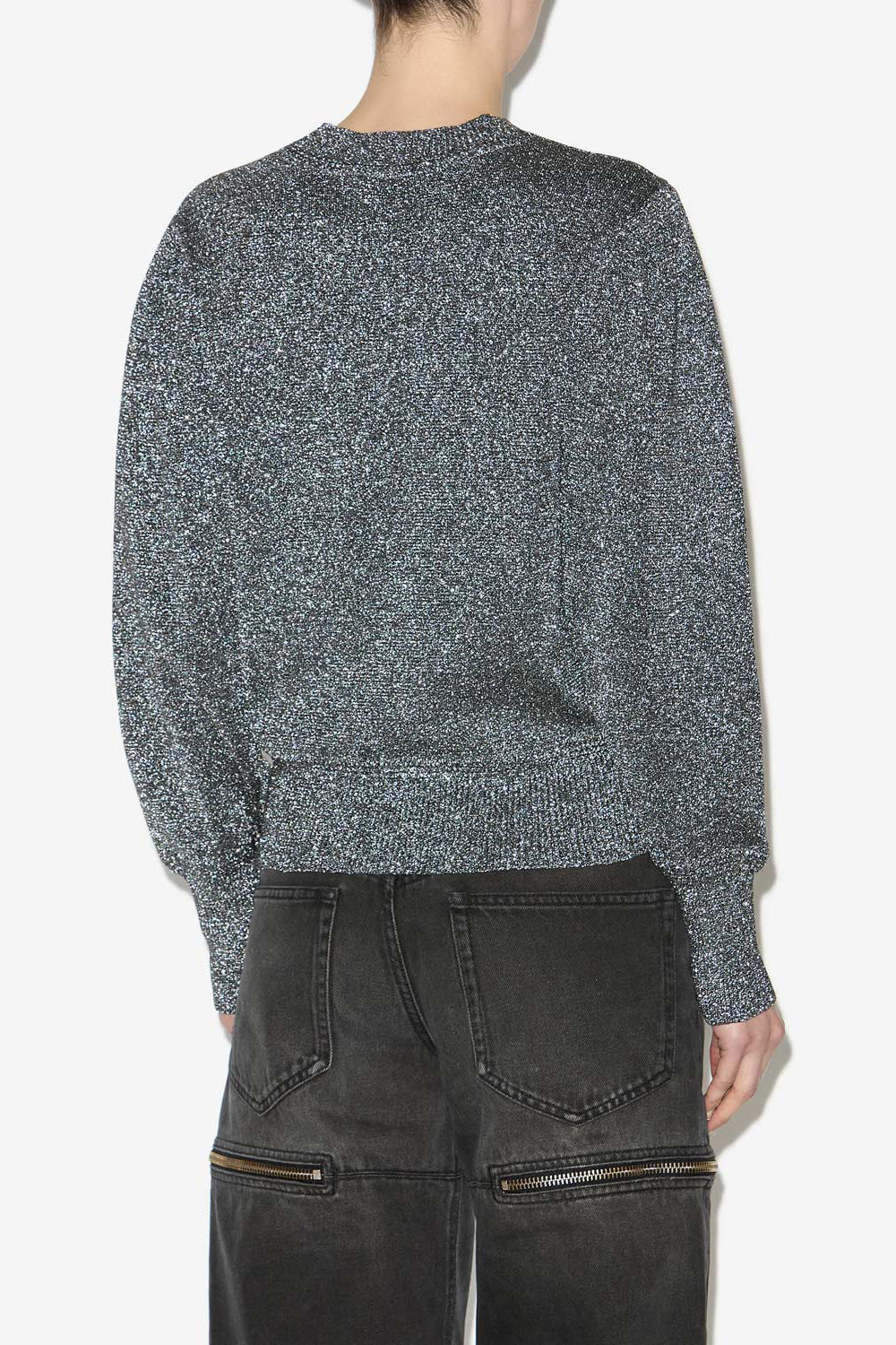 Kelaya lurex knit sweater with logo - Silver - Woman - 5