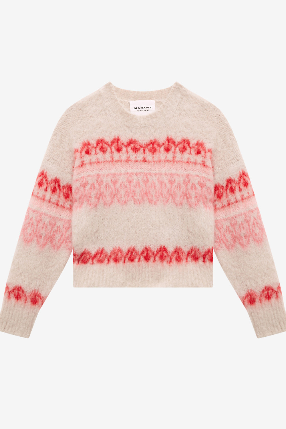 Dully mohair sweater with decorative patterns - Raspberry - Woman - 1