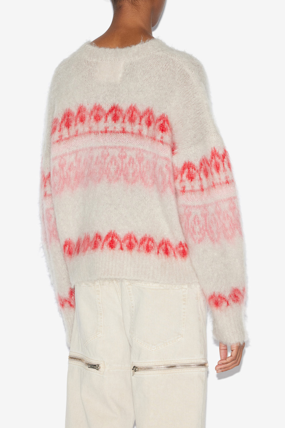 Dully mohair sweater with decorative patterns - Raspberry - Woman - 5