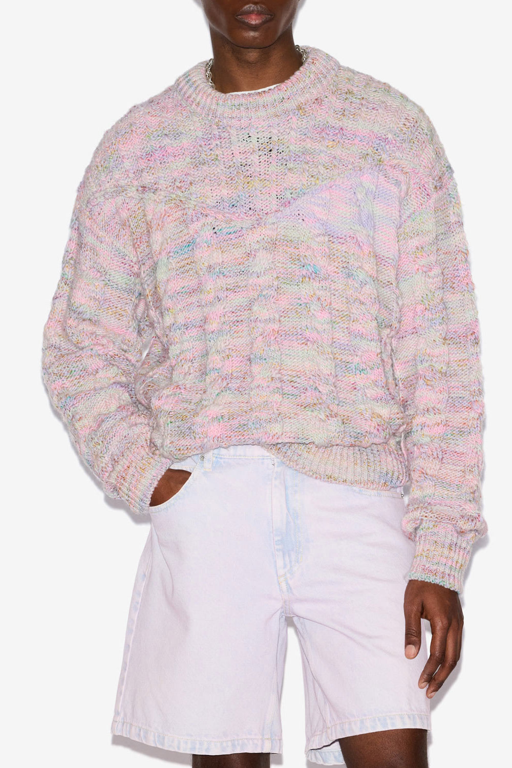 Pullover fedor aus mouliné-strick mit zopfmuster - Rosa - Man - 4