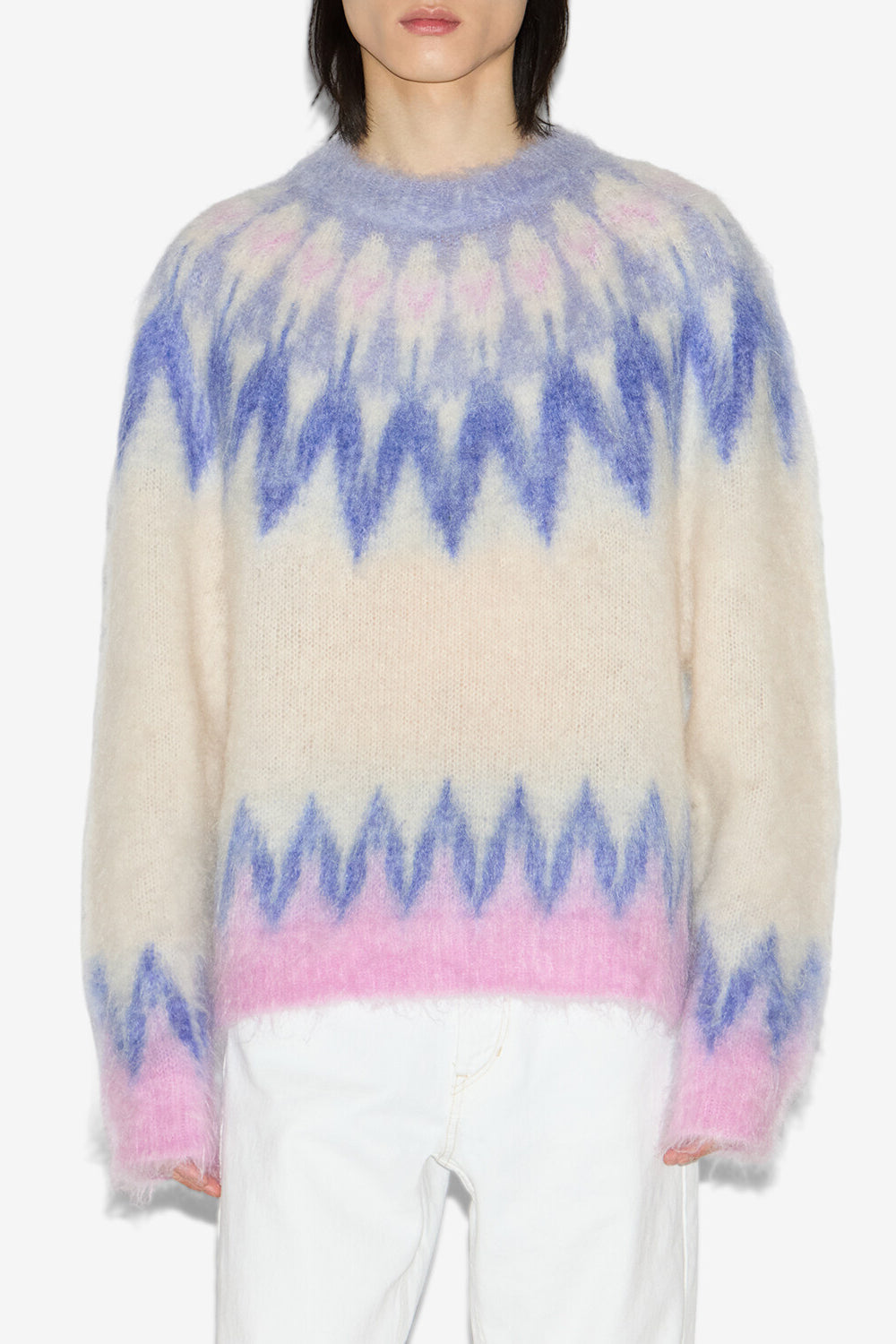 Nicolas mohair fair isle pattern sweater - Blue - Man - 4