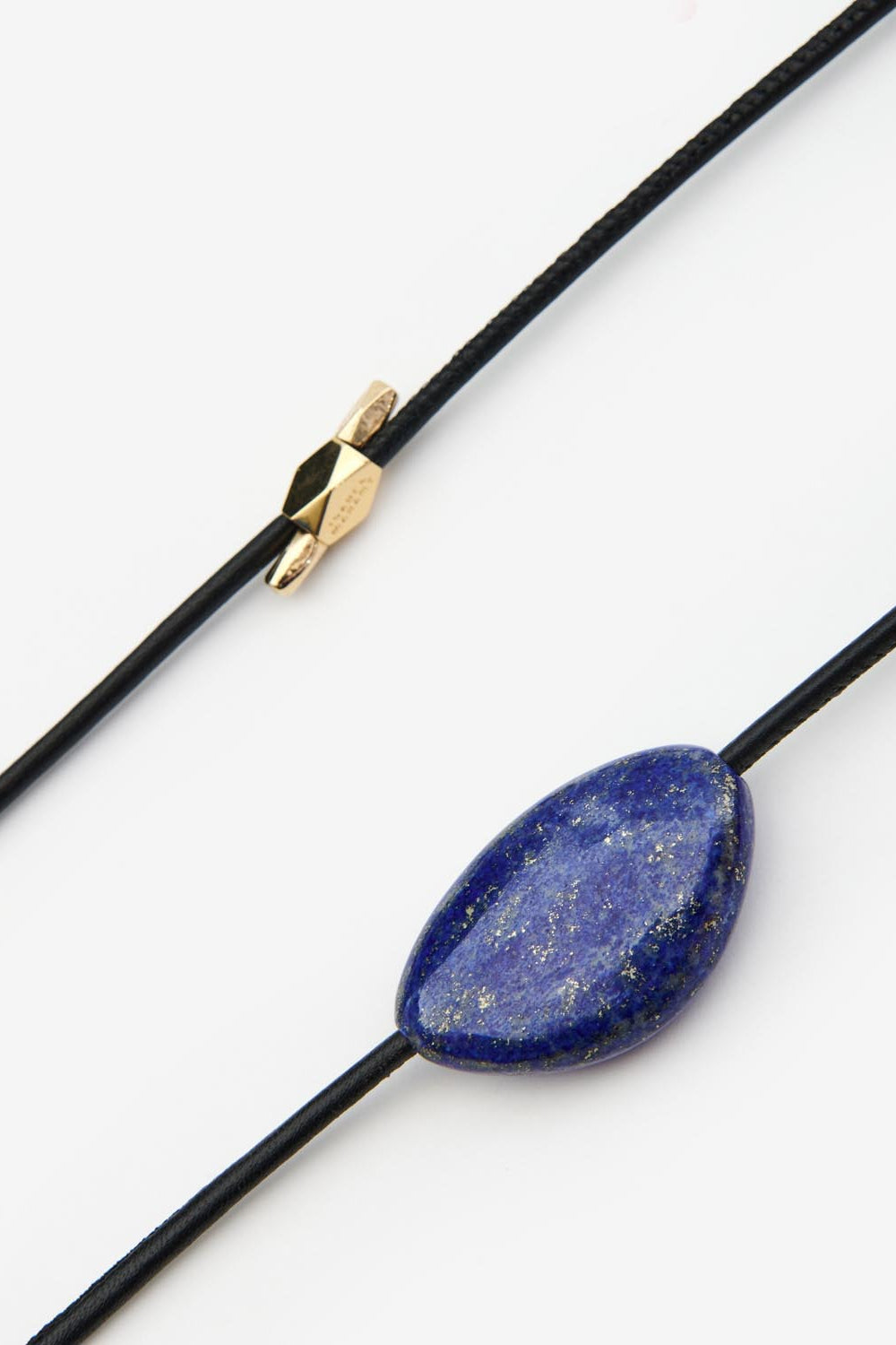On the rocks leather and bead choker - Navy blue - Woman - 3