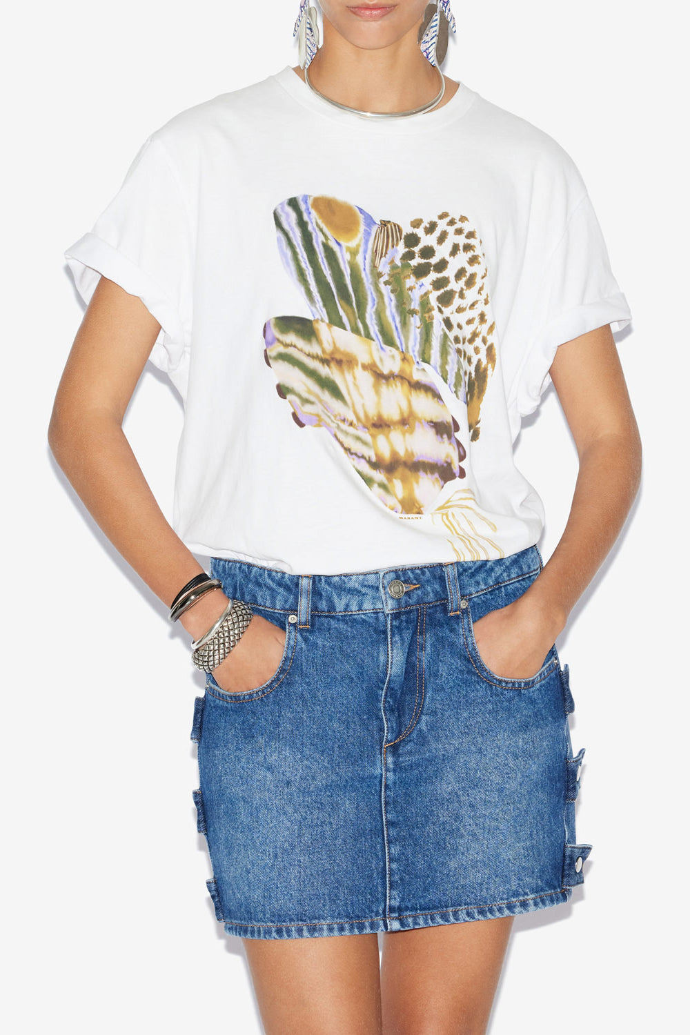 Edwige printed cotton t-shirt - White - Woman - 4