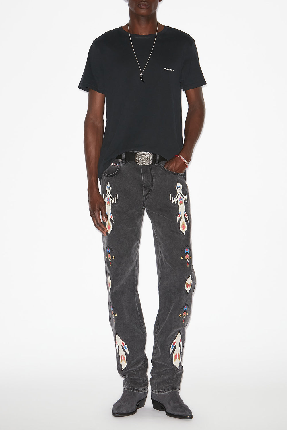 Camiseta de manga corta de algodón lisa zafferh - Negro - Man - 2