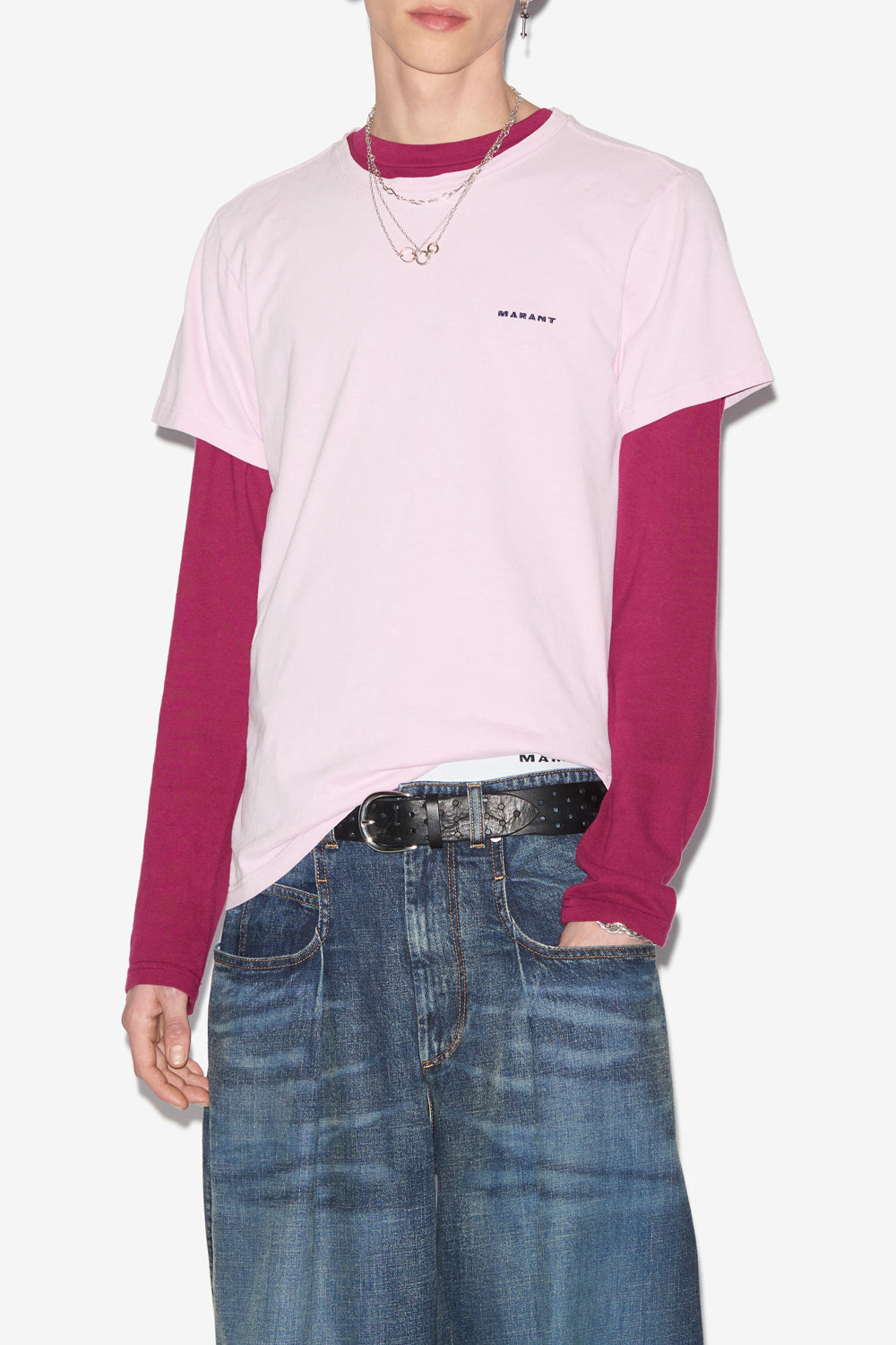 재퍼(zafferh) 플레인 코튼 반소매 티셔츠 - Light pink - Man - 4