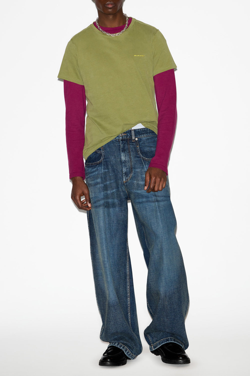 재퍼(zafferh) 플레인 코튼 반소매 티셔츠 - 카키색 옷감 - Man - 2