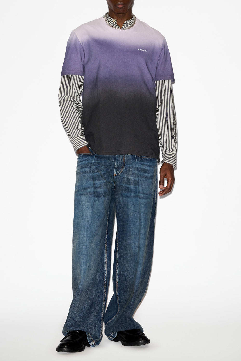 오노레 프린트 면 소재의 쇼트 슬리브 티셔츠 - 보라 - Man - 2