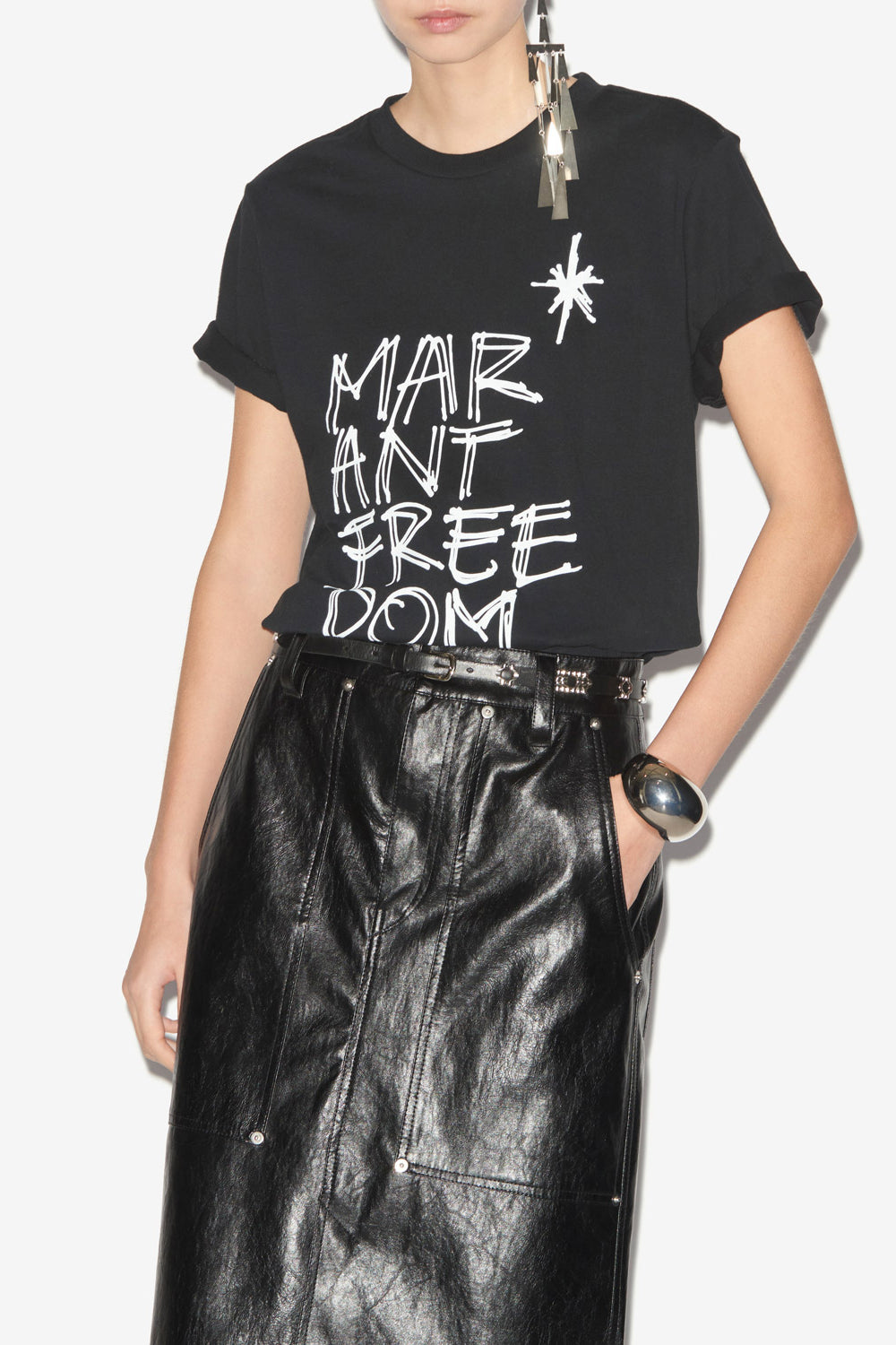 Zoeline printed cotton t-shirt - Black - Woman - 4