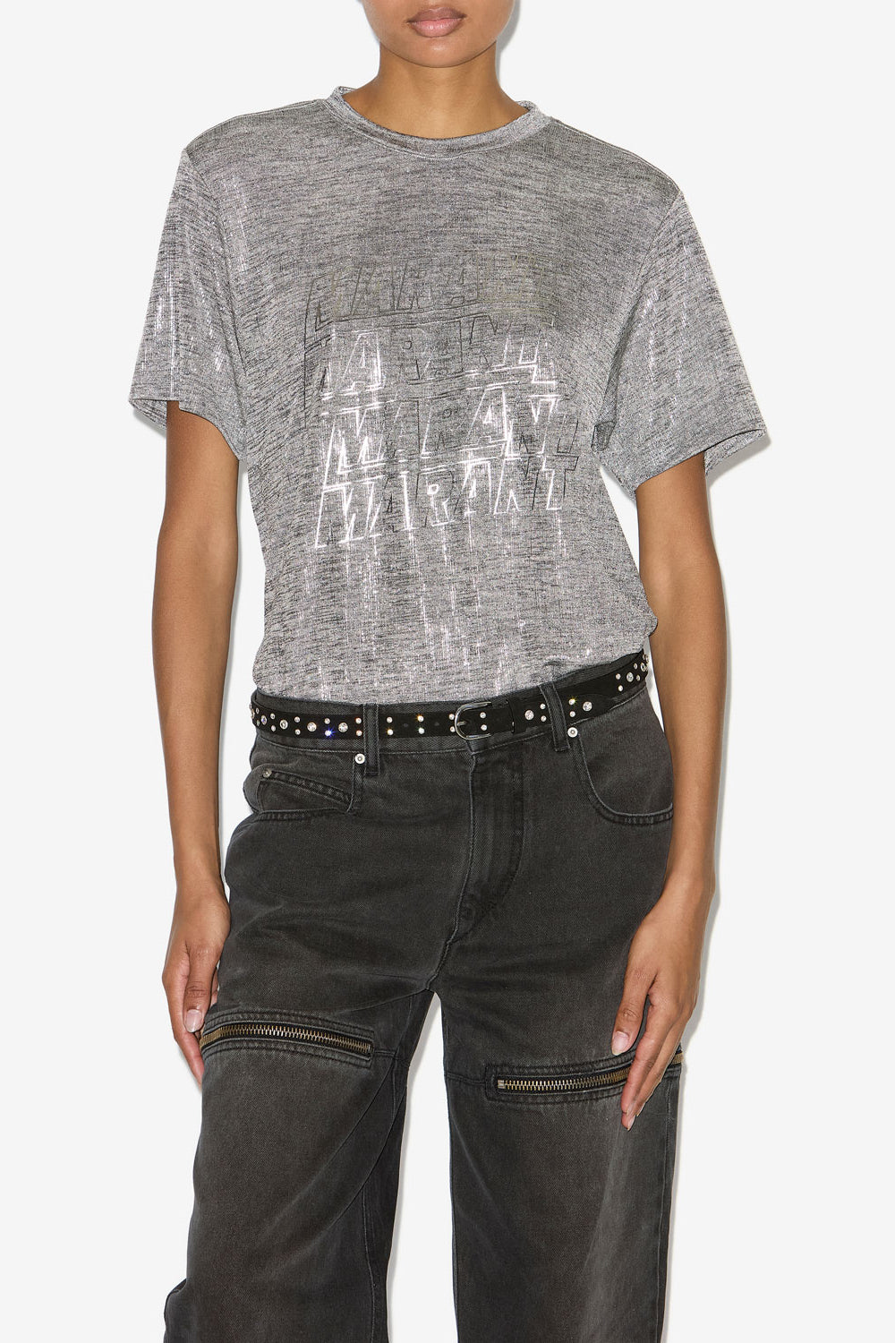 T-shirt zoeline en jersey métallisé à logos - Gris-argenté - Woman - 4