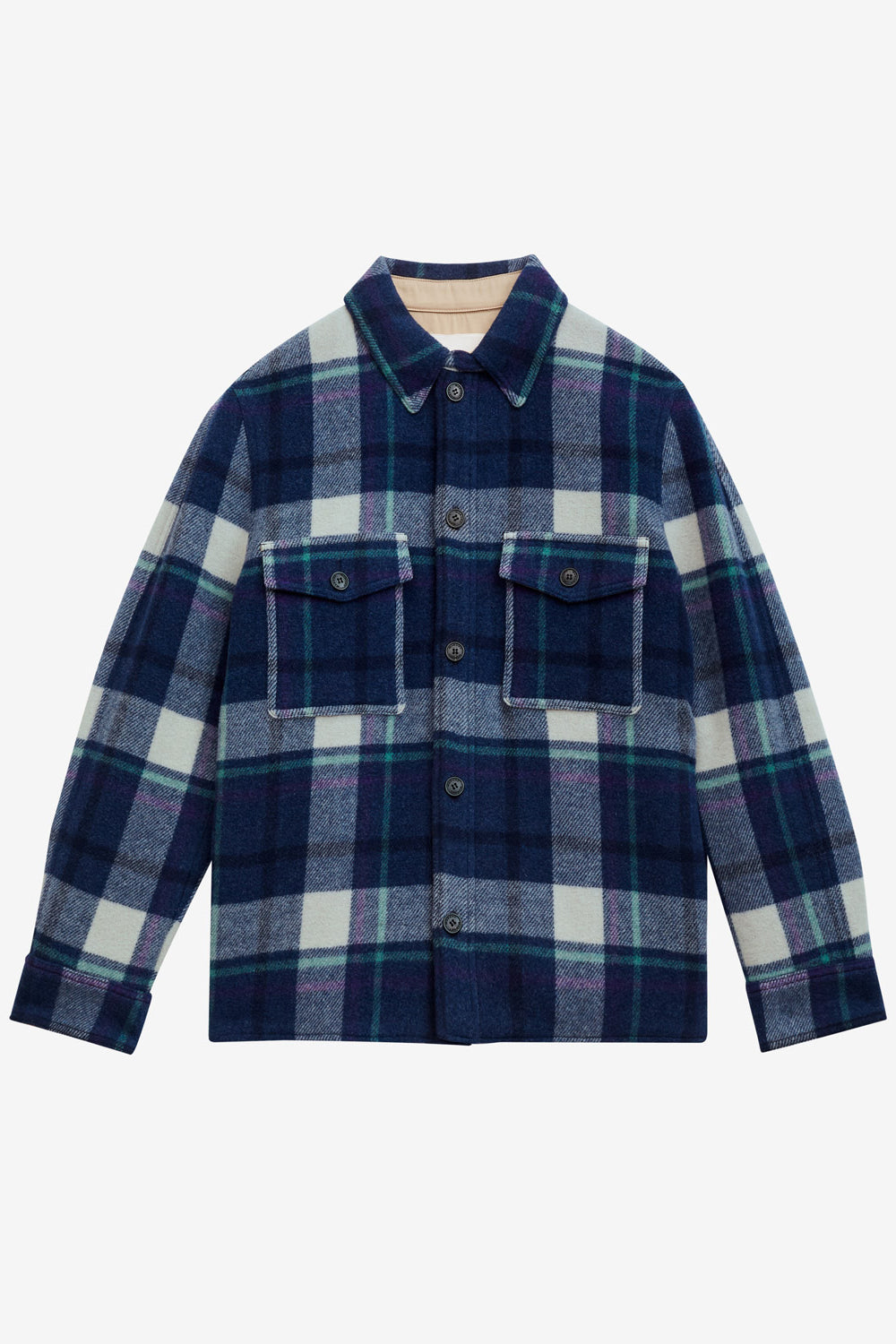 Veste en laine mélangée à carreaux kervon - Bleu nuit - Man - 1