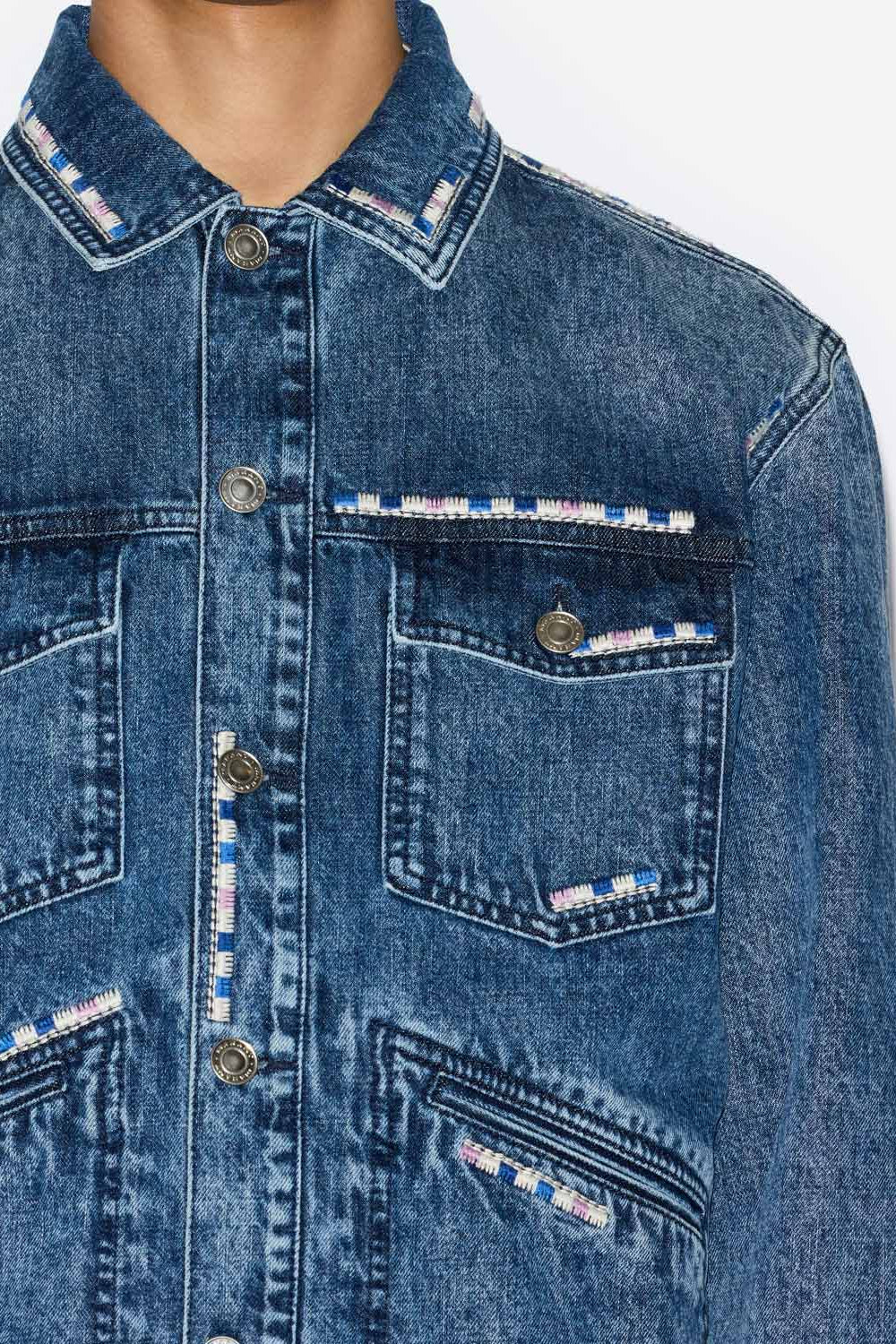 Veste en denim à broderies jango - Bleu - Man - 3