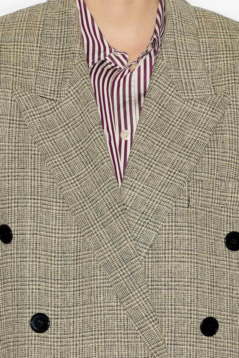 Klero glen plaid wool suit jacket - Ecru and black - Woman - 3