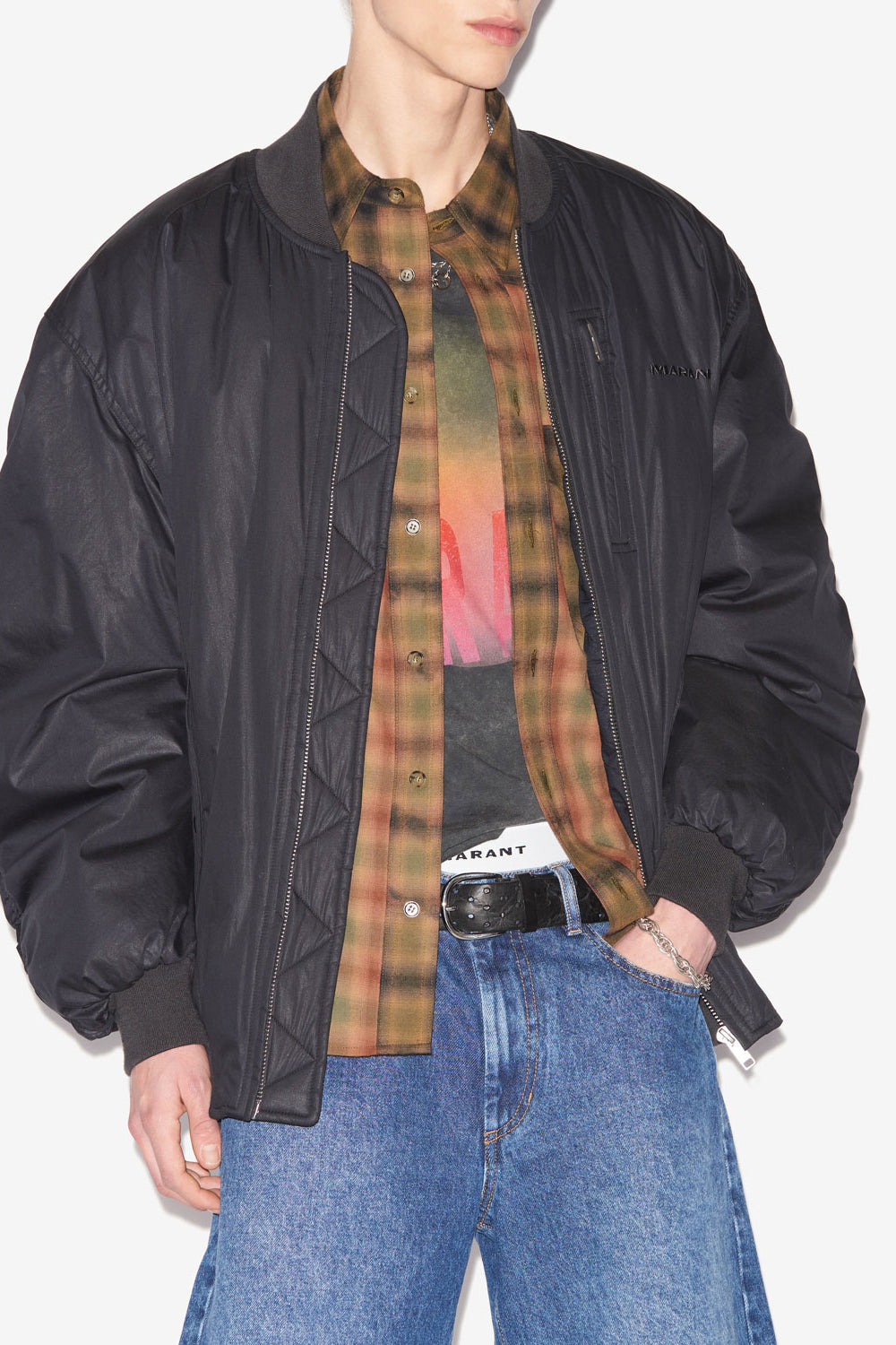 Bomberjacke bakya aus einfarbigem baumwollmischgewebe - Schwarz gewaschen - Man - 4