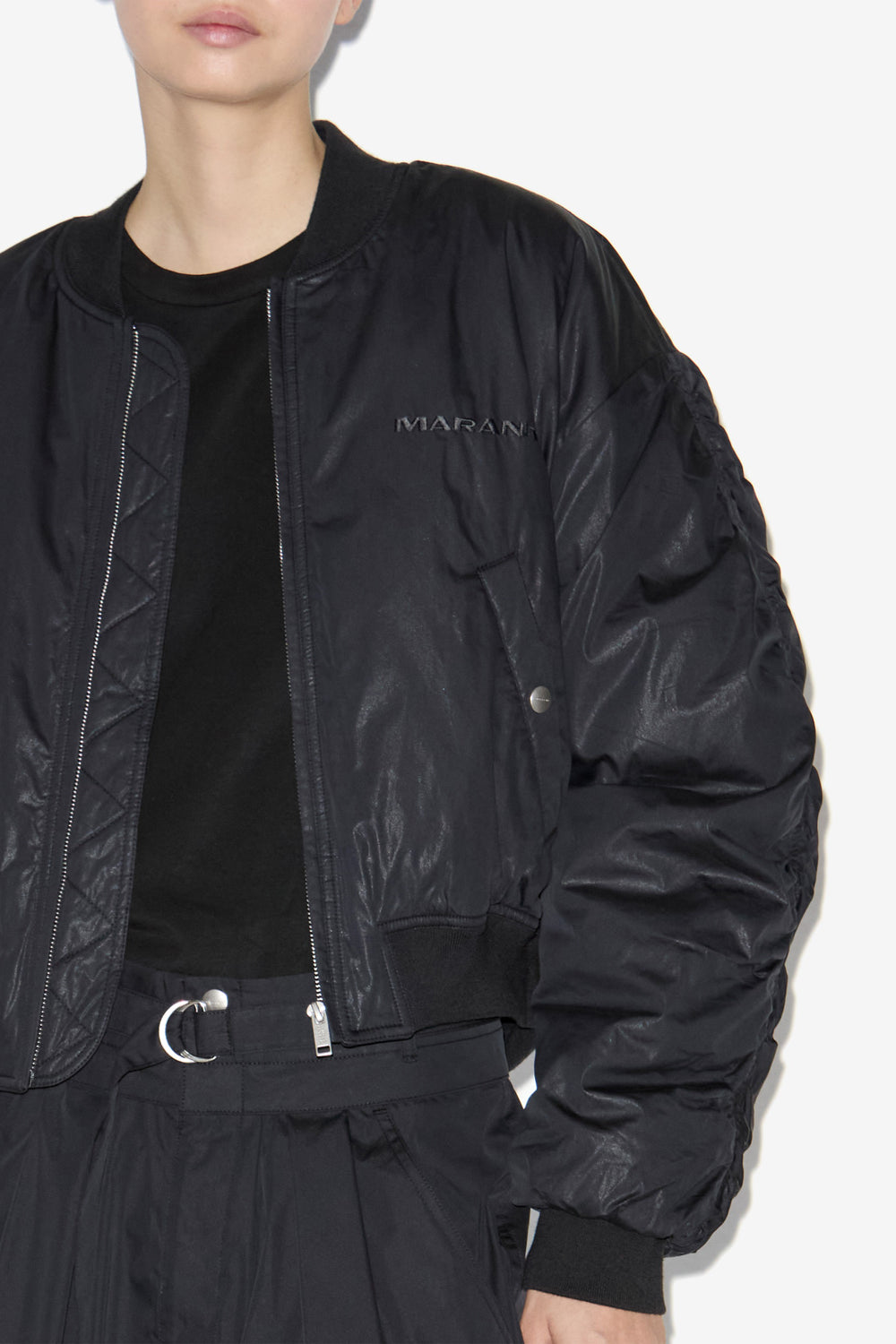 Bessime plain-colored cotton blend bomber jacket - Black - Woman - 3