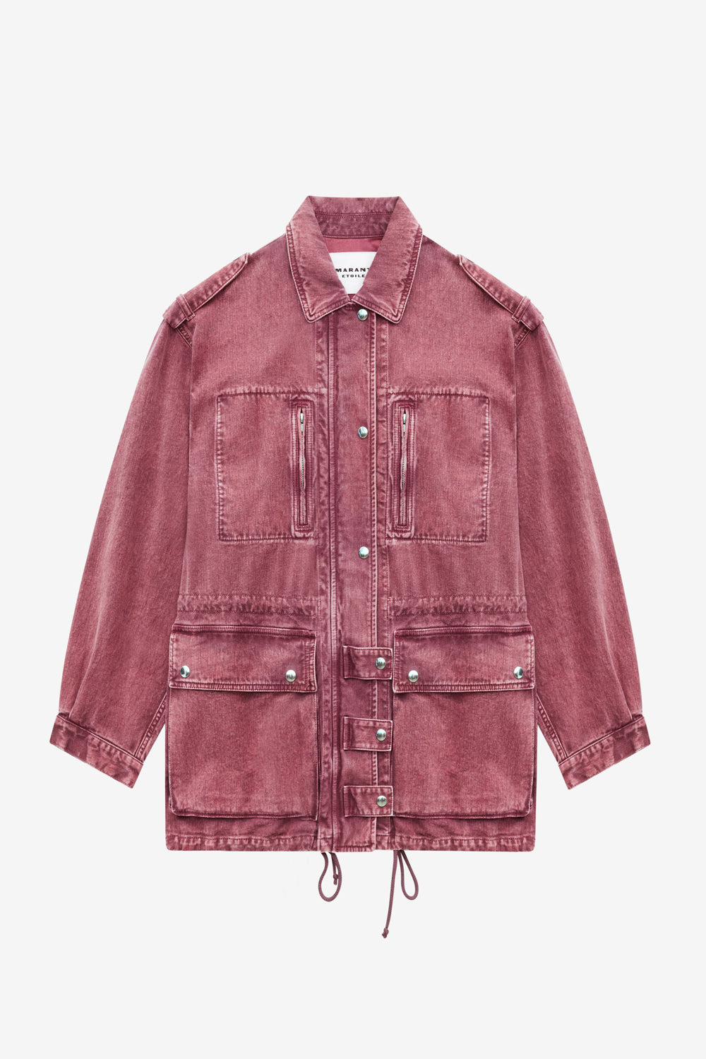 Joanna workwear style jacket in plain-colored denim - Raspberry - Woman - 1