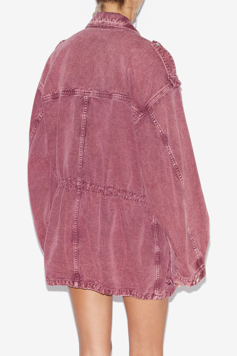 Joanna workwear style jacket in plain-colored denim - Raspberry - Woman - 5