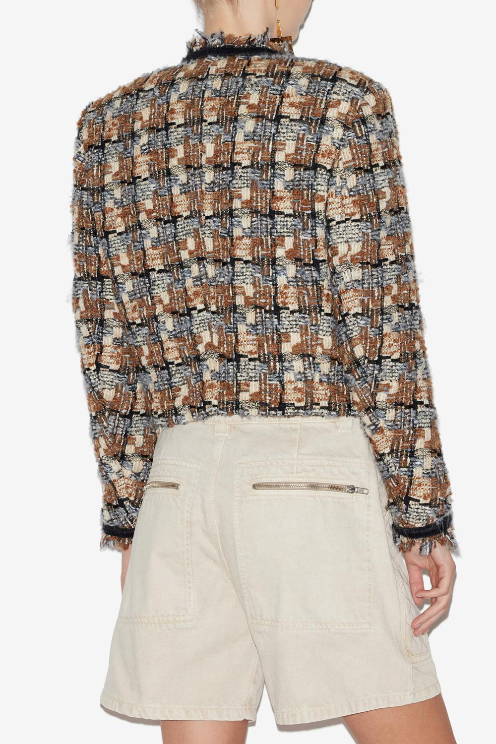 Kerry short tweed jacket - Chestnut-ecru - Woman - 5