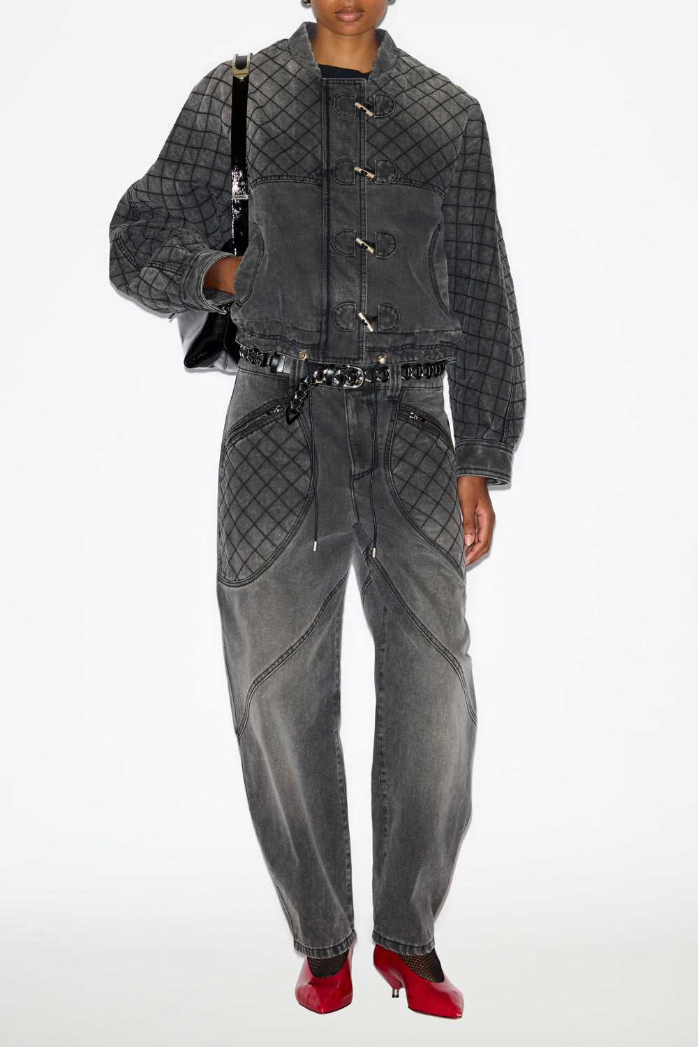 Celiany quilted denim jacket - Dark gray - Woman - 2