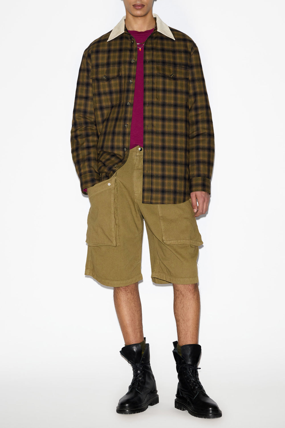 Steeve チェック コットン オーバーシャツジャケット - Khaki-khaki - Man - 2