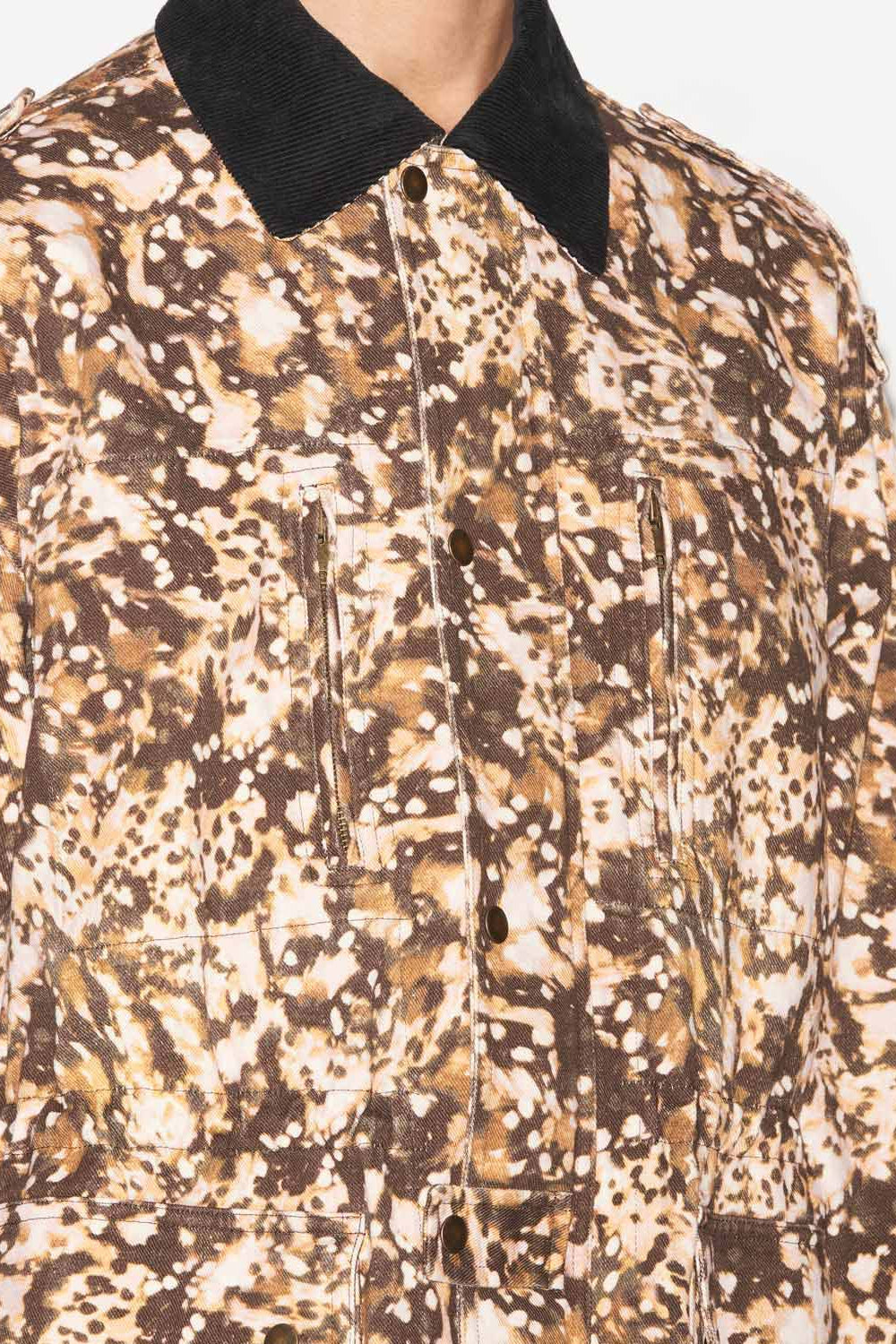 Workwear-jacke eloan aus bedrucktem denim - Khaki - Man - 3