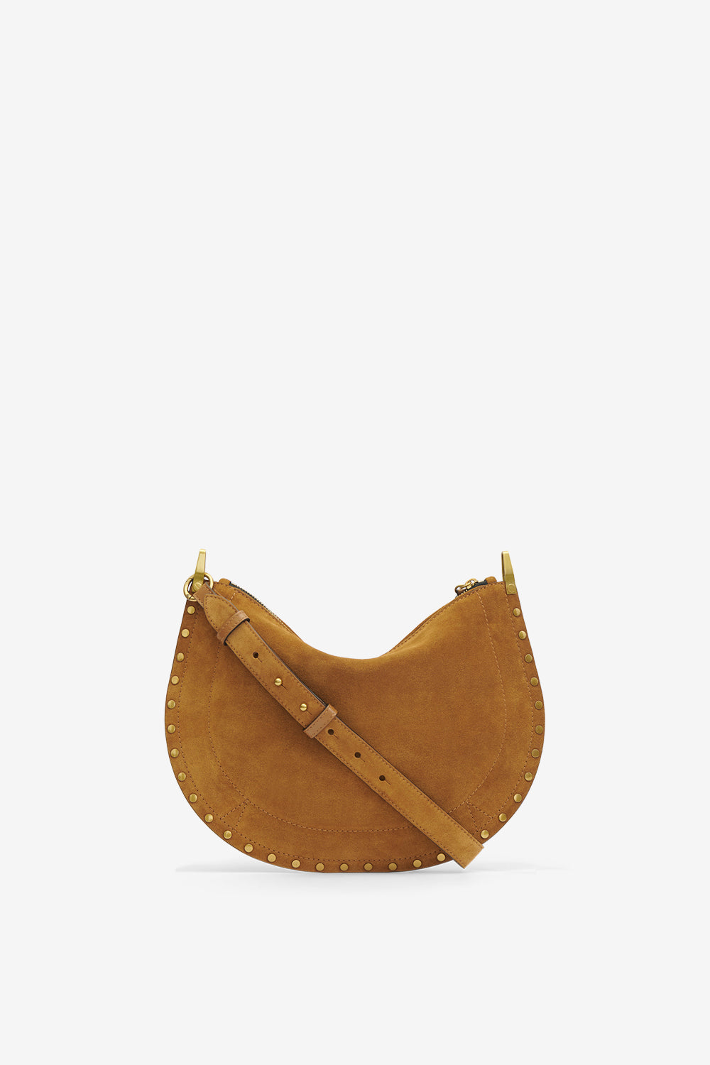 Oskan soft zip bag in suede calfskin leather - Cognac - Woman - 3