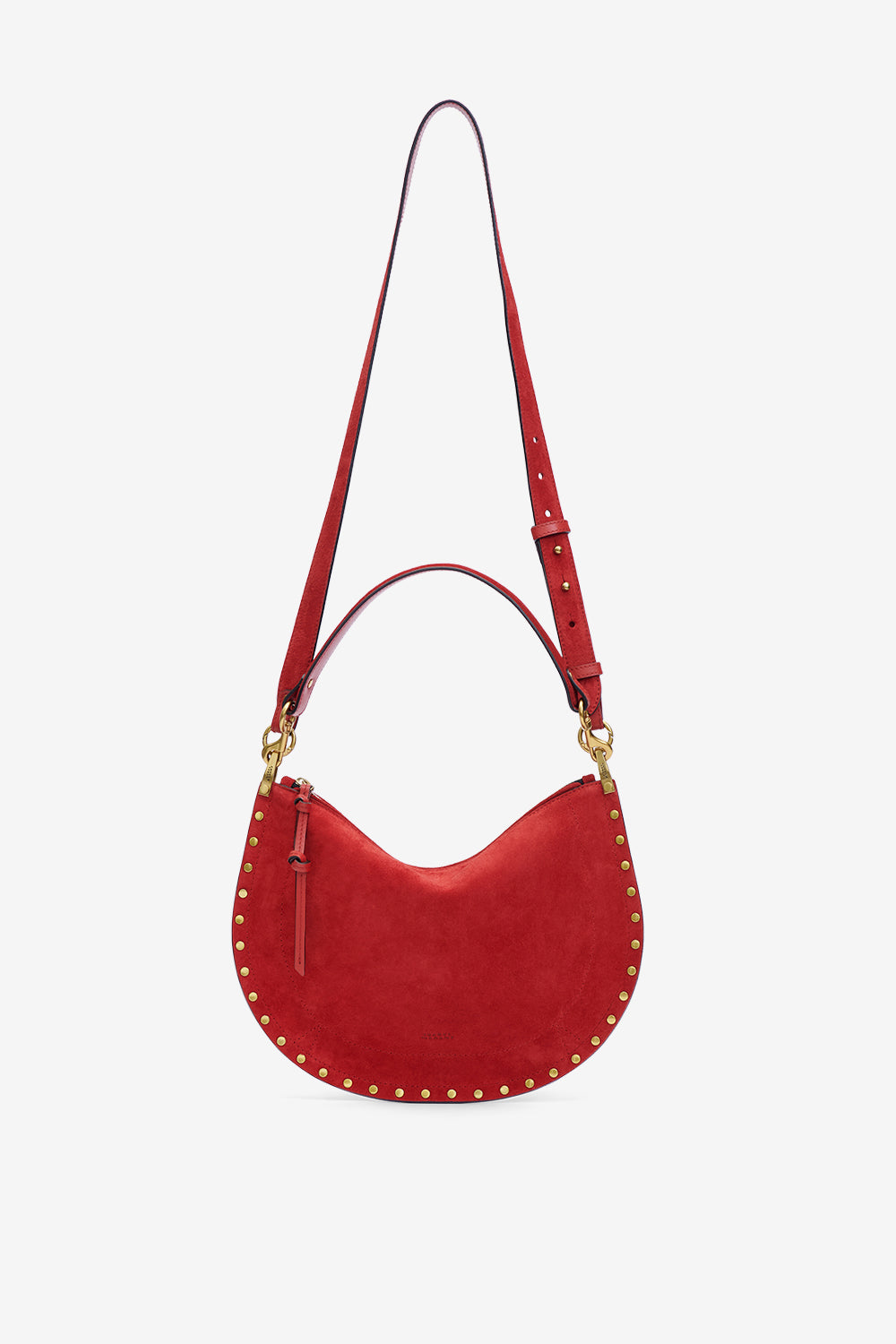 Oskan soft zip suede leather bag - Scarlet red - Woman - 7
