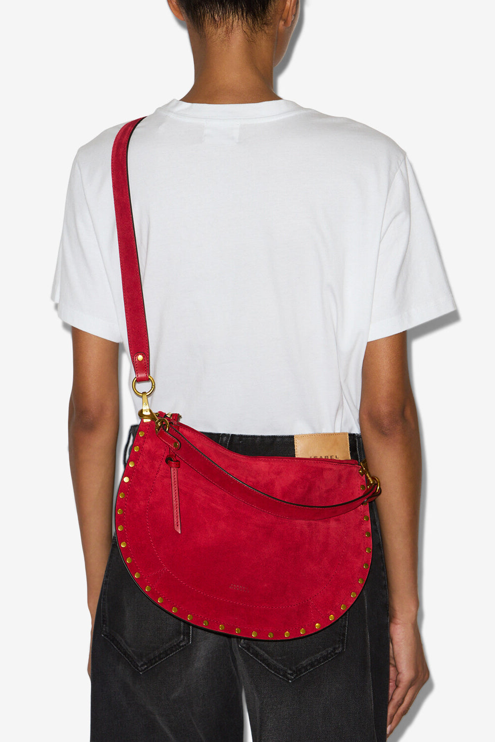 Oskan soft zip suede leather bag - Scarlet red - Woman - 5