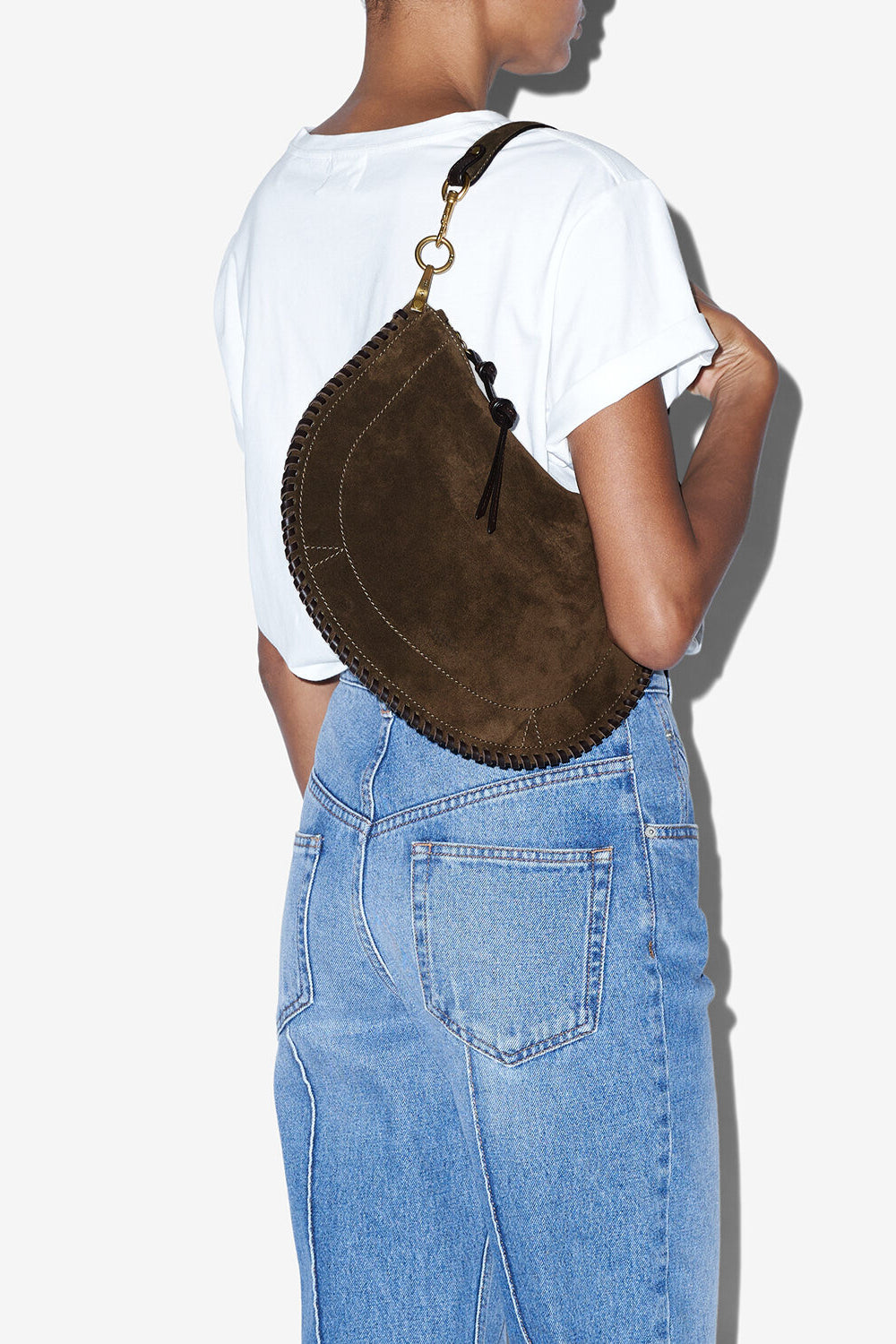 Oskan soft zip suede leather bag - Bronze - Woman - 2