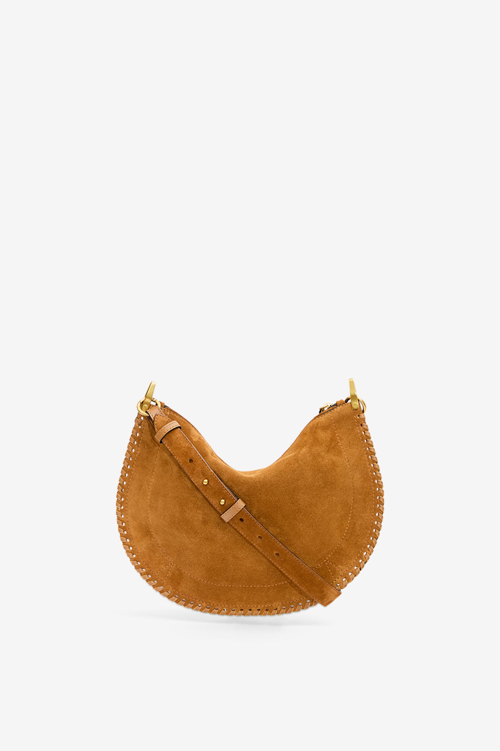 Oskan soft zip bag in braided suede calfskin leather - Cognac - Woman - 3