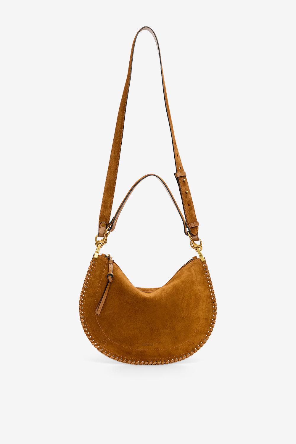 Oskan soft zip bag in braided suede calfskin leather - Cognac - Woman - 7