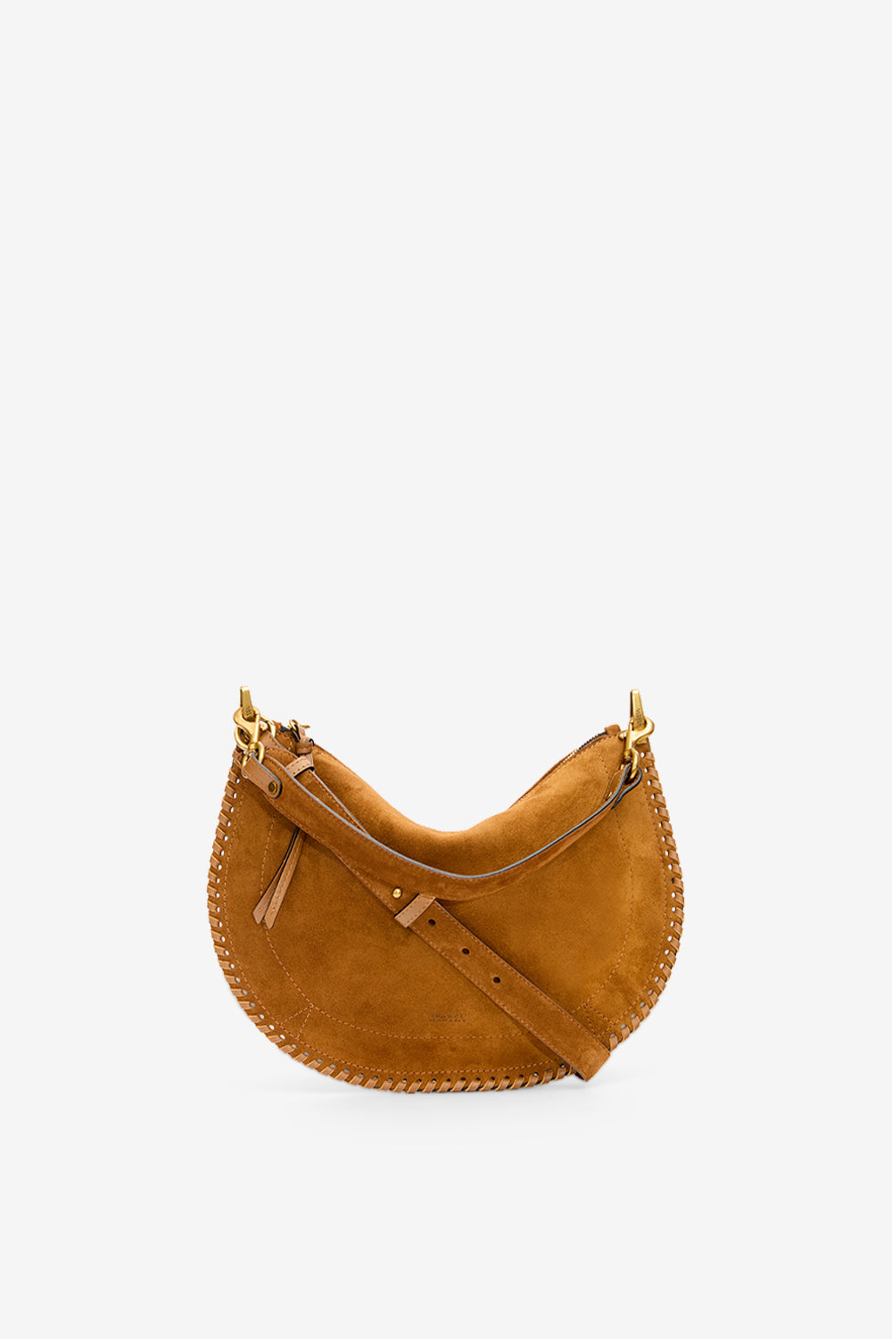Oskan soft zip bag in braided suede calfskin leather - Cognac - Woman - 5
