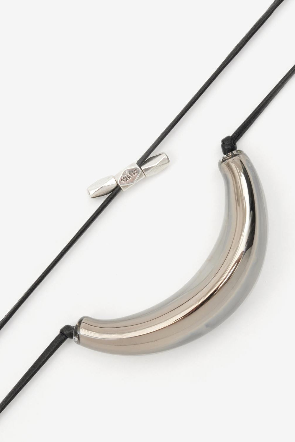 Oyan leather bracelet with oversized bead - Gun metal-silver - Woman - 3