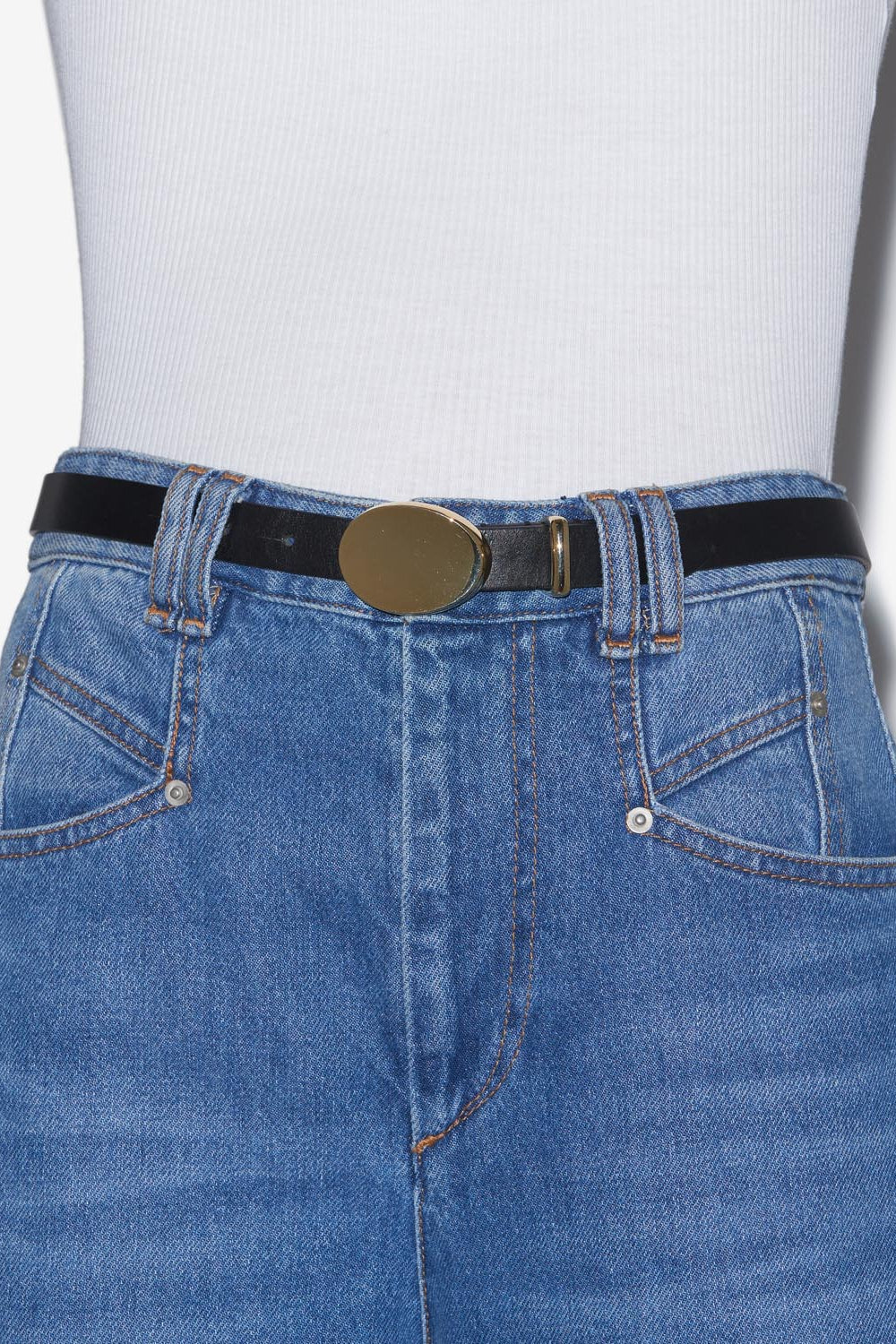 Silvana oval buckle belt - Black and gold - Woman - 6