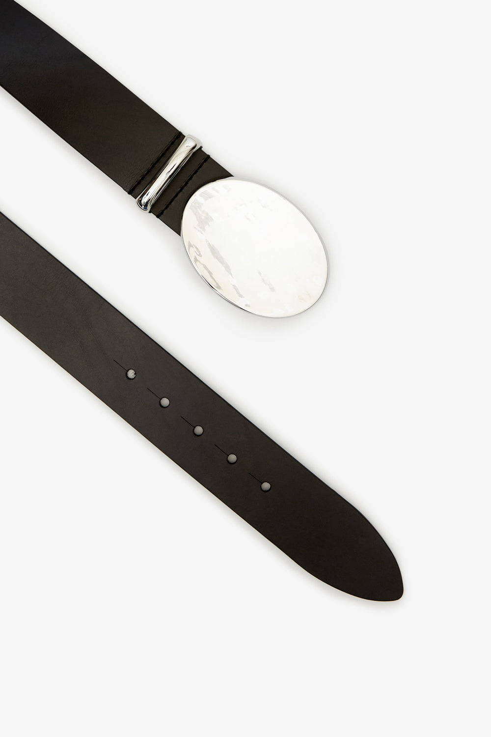 Leonie wide belt with oval buckle - Black-palladium - Woman - 3