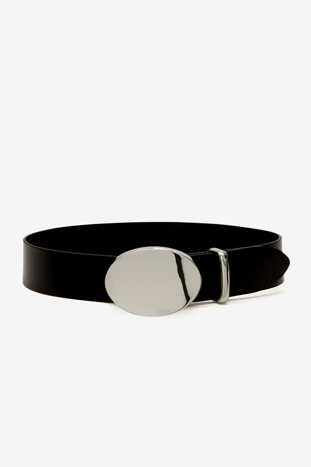 Leonie wide belt with oval buckle - Black-palladium - Woman - 1