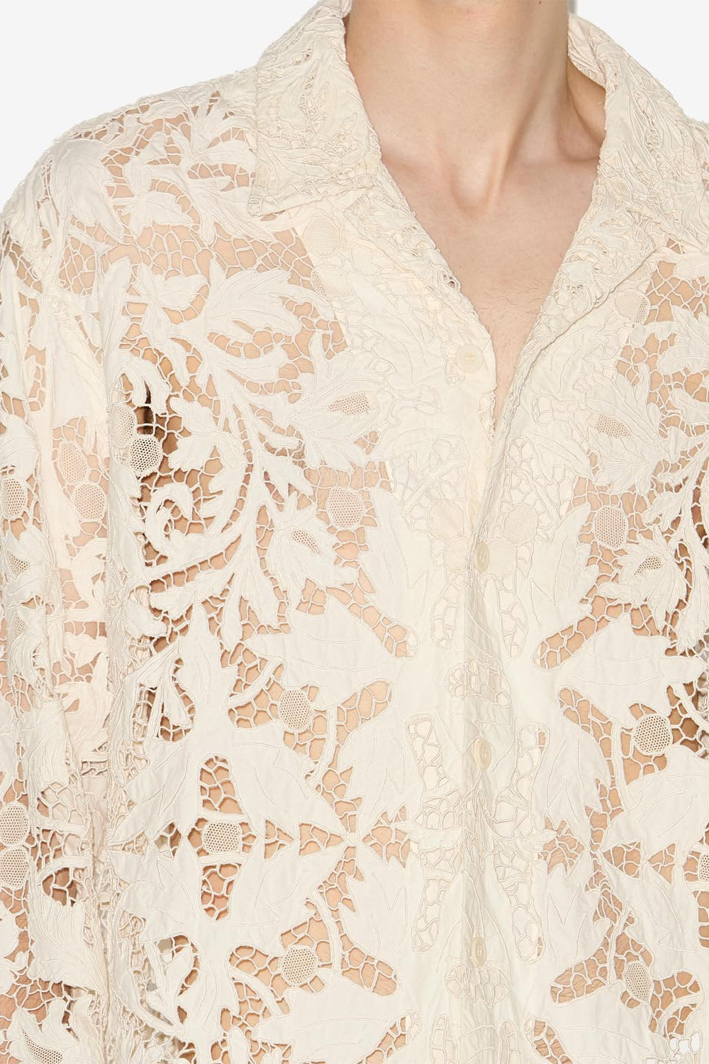 Camisa de encaje calado orfeo - Crudo - Man - 4