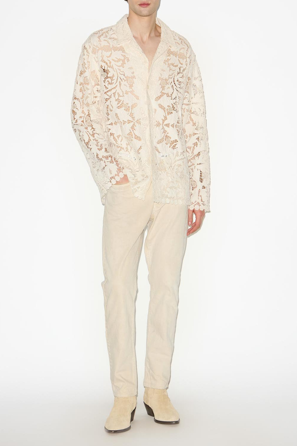 Camisa de encaje calado orfeo - Crudo - Man - 3