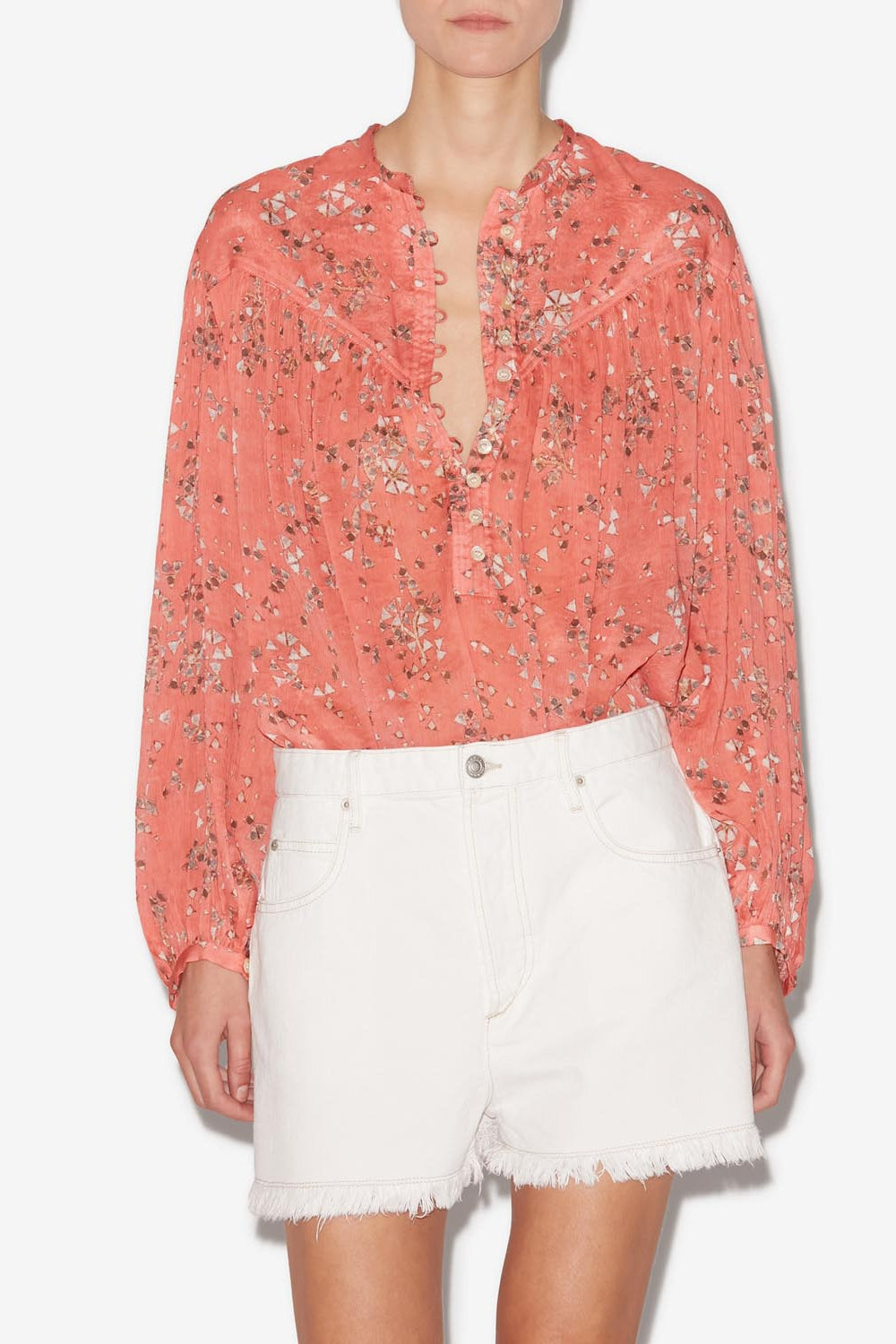 Kiledia printed cotton blouse - Shell pink - Woman - 4