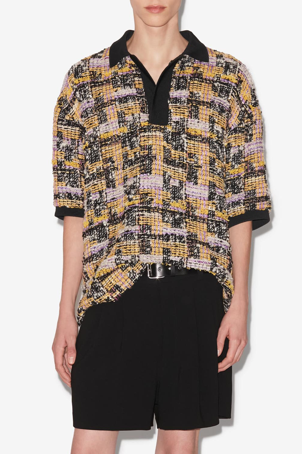 Haut en tweed de laine imprimé dorian - Lilas-jaune - Man - 5