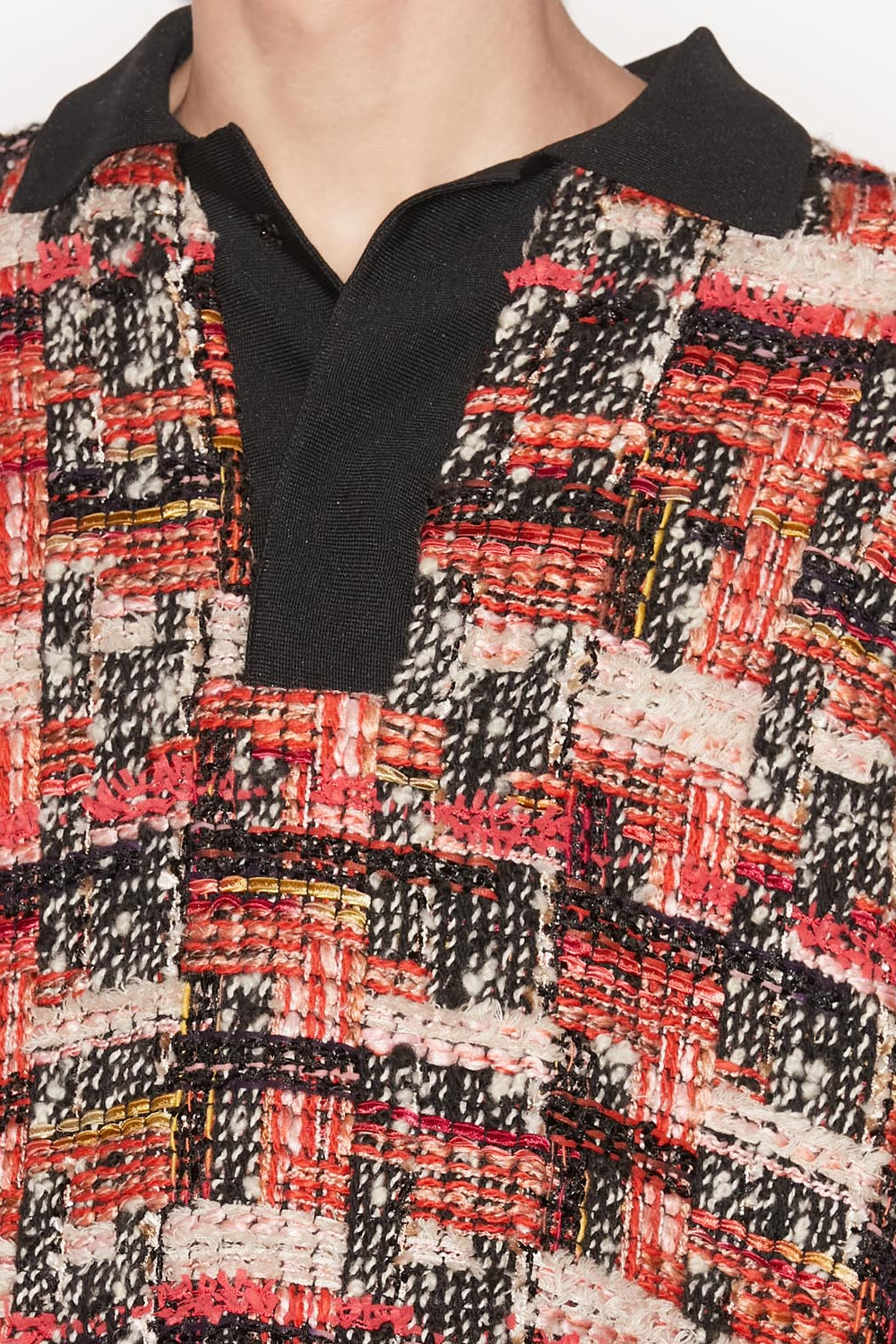 Dorian printed wool tweed top - Shell pink-ecru - Man - 4