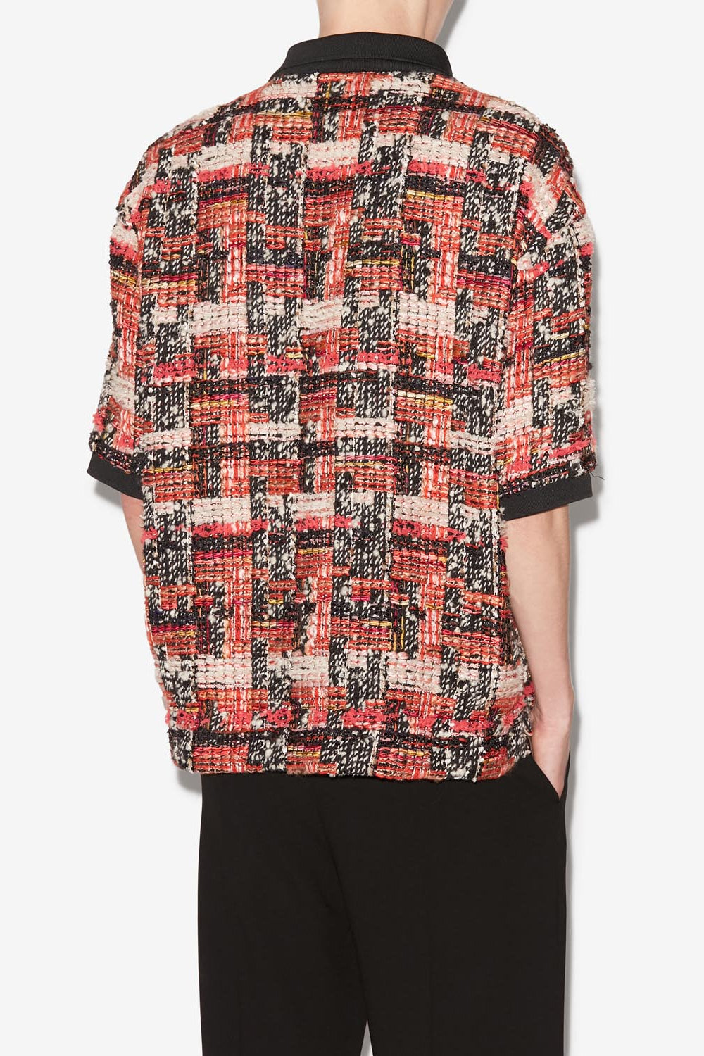 Dorian printed wool tweed top - Shell pink-ecru - Man - 6