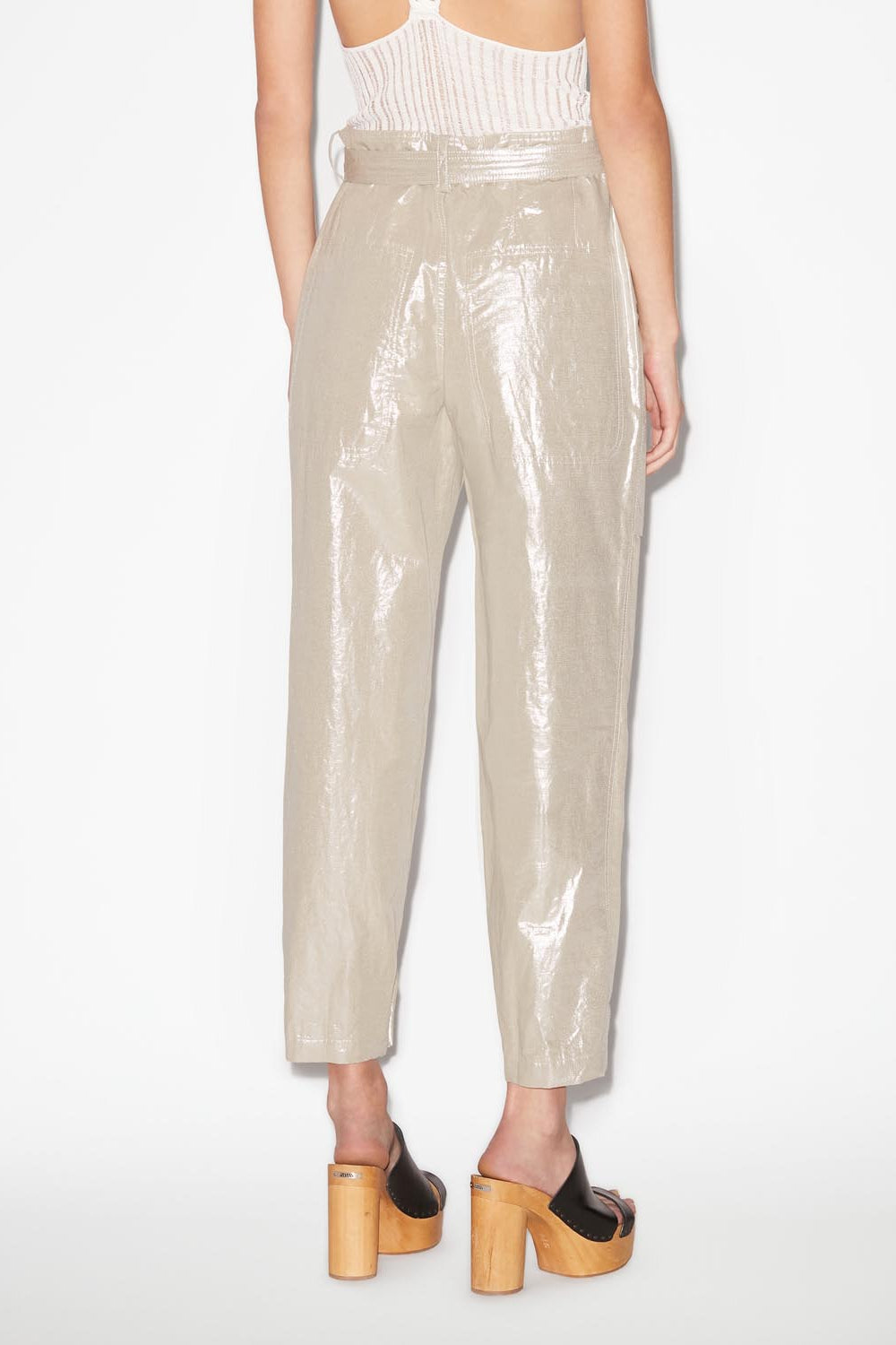 Juliette belted iridescent pants - Champagne - Woman - 5