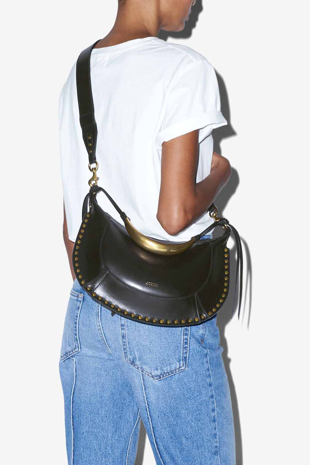 Naoko calfskin leather hand and shoulder bag - Black and gold - Woman - 2