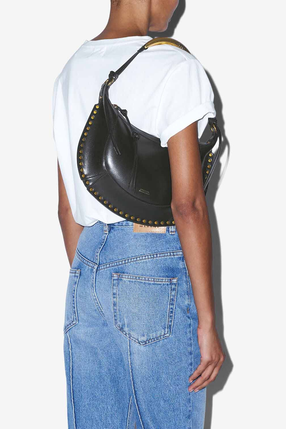 Naoko calfskin leather hand and shoulder bag - Black and gold - Woman - 7