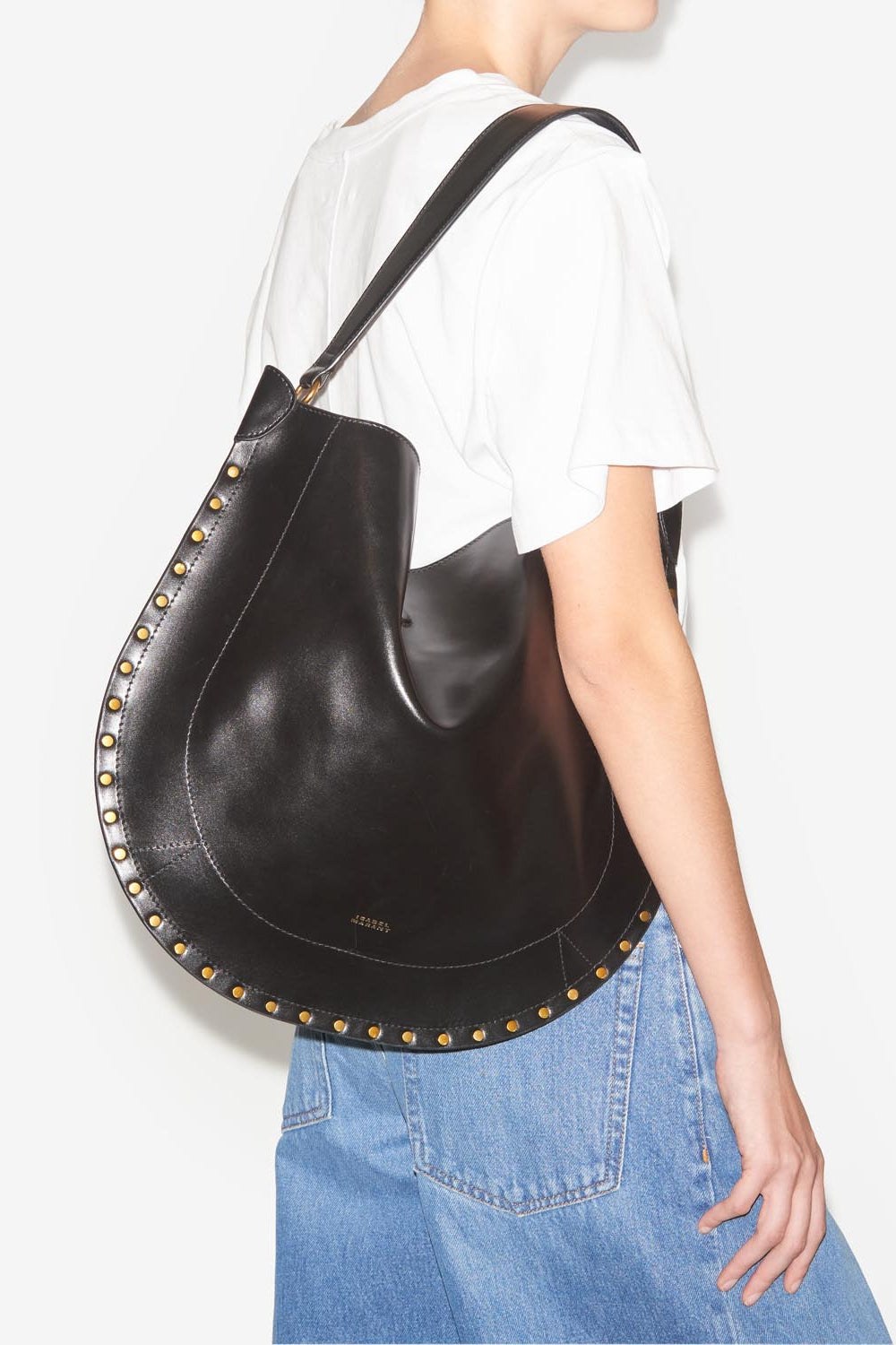 Oskan hobo soft shoulder bag in calfskin leather - Black - Woman - 2