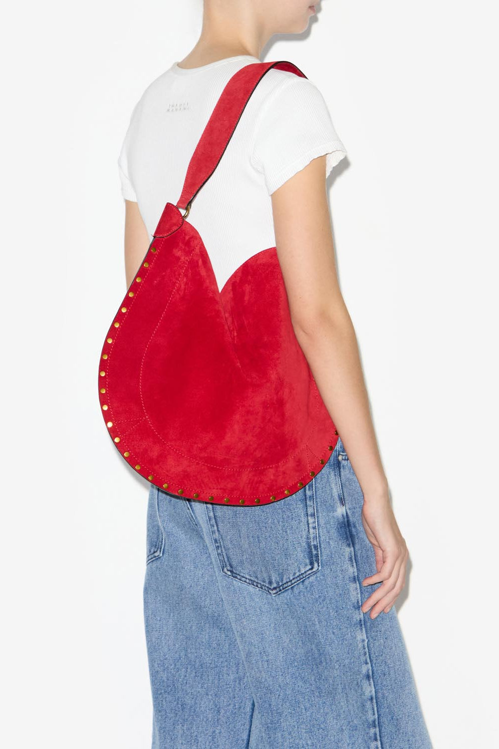 Sac oskan hobo soft en cuir de veau velours  - Rouge écarlate - Woman - 2