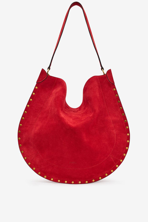 Oskan hobo soft suede calfskin leather bag - Scarlet red - Woman